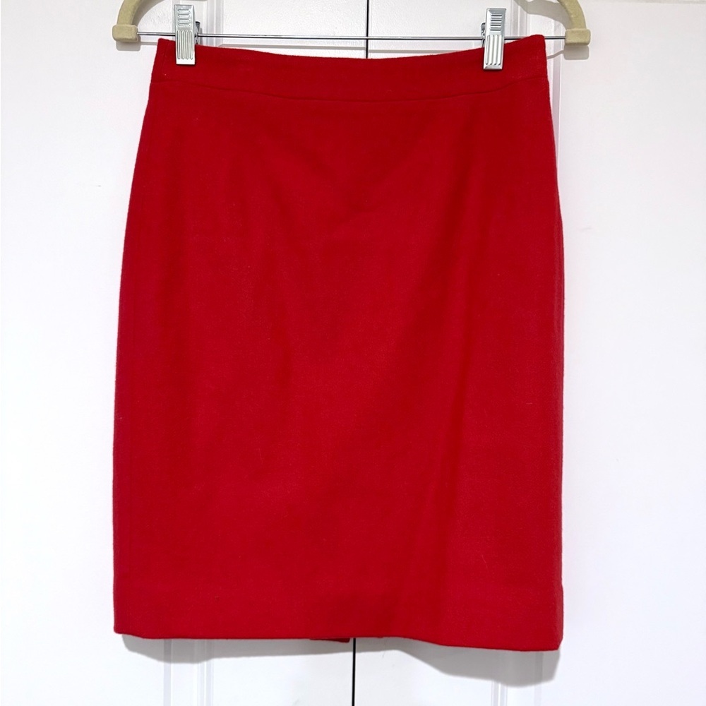 J. Crew Vibrant Red Pencil Skirt Wool Blend NWOT